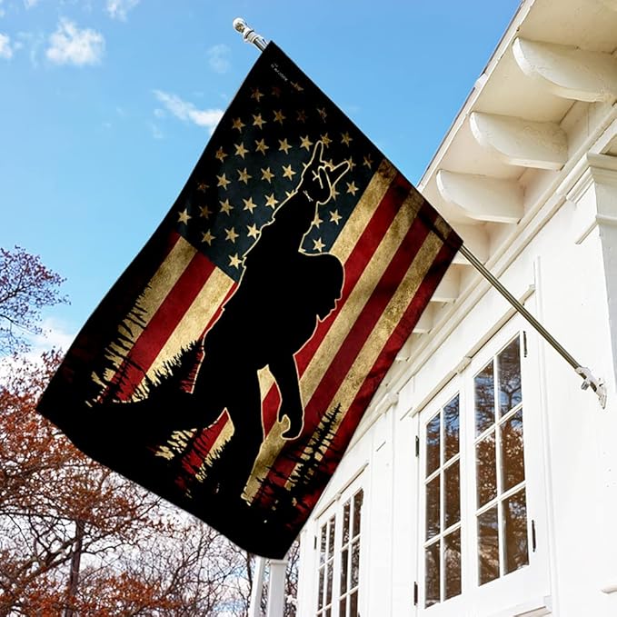 FLAGWIX American Flags, Sasquatch Bigfoot American Flag - 4th of July, Independence Day Decorations for Home, House Flag (29.5" x 39.5") - USA Flags Premium Polyester, Decorative Indoor Outdoor Flag