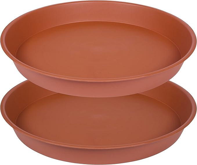 2 Pack of 20 22 inch Plant Saucer (19.1 inch Base), 3.6" Depth Tray, Large Deep Heavy Duty Saucers for Pots, Garden Bird Bath Bowl, Plant Trays for Indoors Outdoor (21", Terracotta)