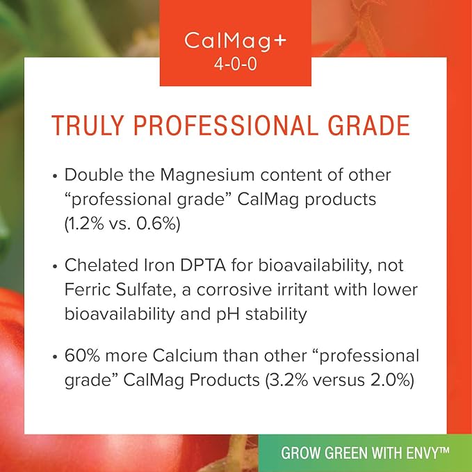 ENVY CalMag+ Fe (4-0-0) Professional Grade Calcium, Magnesium and Iron Liquid Plant Food | Superior Calcium Source (No Calcium Chloride) (2X Gallon)