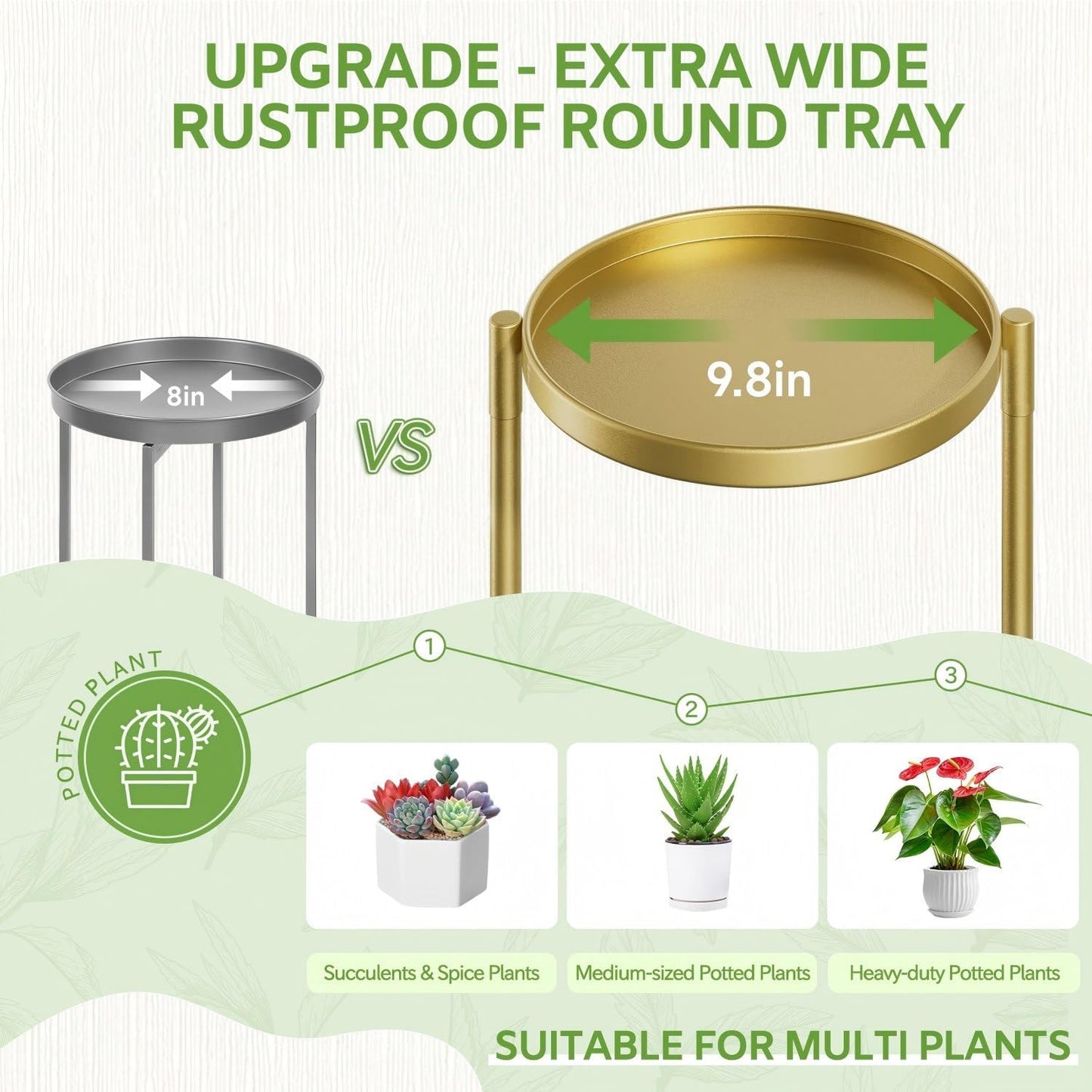 iDavosic.ly 7 Tier Large Plant Stand Indoor, 10 Inch Wide Tall Corner Metal Plant Stands Outdoor for Multiple Plants, Folding Tiered Flower Display Holder Rack Shelf, Gold