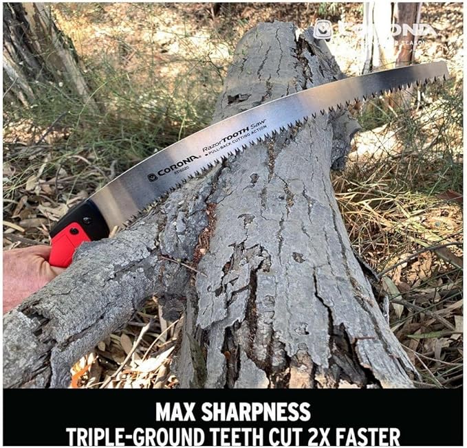 Corona Tools 14-Inch RazorTOOTH Pruning Saw | Tree Saw Designed for Single-Hand Use | Curved Blade Hand Saw | Cuts Branches Up to 8" in Diameter | RS16020