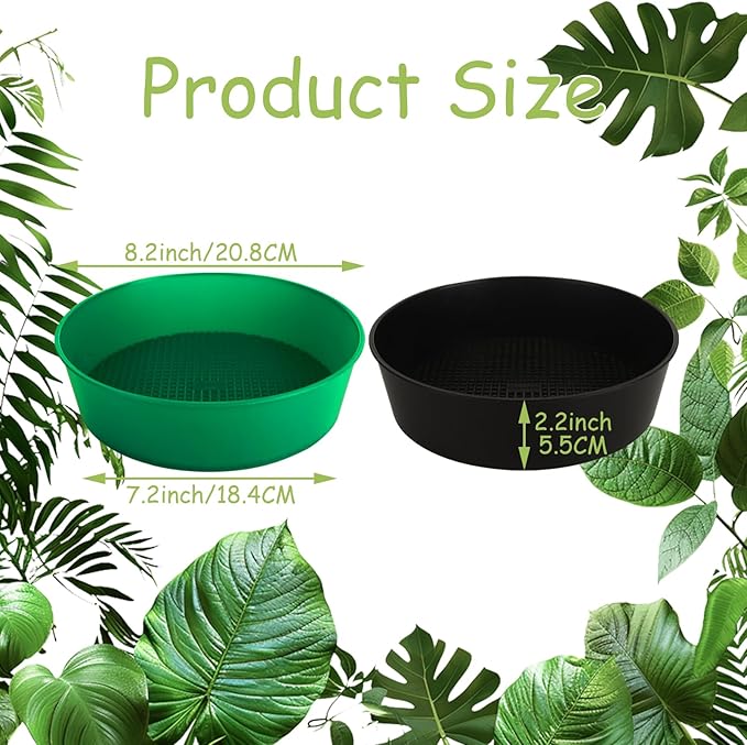 8PCS Soil Sifter for Gardening Plastic Soil Sifting Pan Round Sifter for Rocks Set Soil Sieve Sifter, Soil Sifting Pan Rock Garden Sieve Soil Sifter for Small Gravel, Soil, Sand