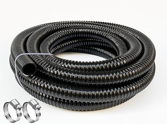 Sump Pump Hose 1 1/4 inch Id Pond Tubing Black Plastic Corrugated Strong Flexible Drain Water Hose 20Ft
