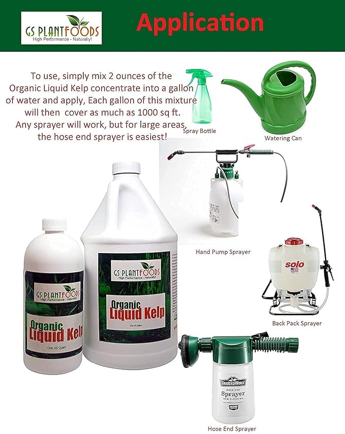 Organic Kelp Fertilizer by GS Plant Foods - Omri Listed(1 Gallon) - Liquid Kelp Concentrate for Gardens, Lawns & Soil Yields 800+ gallons