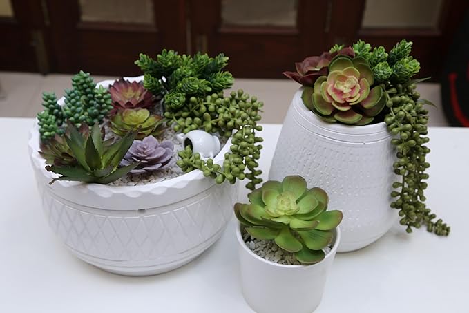 DECOROUS Artificial Succulents Plants Unpotted -14 Pack– Large Fake Succulent Plant Indoor Outdoors – Realistic Faux Cactus Suculentas Bulk for Home DIY Décor – Small Desert Plastic Cacti Succulants