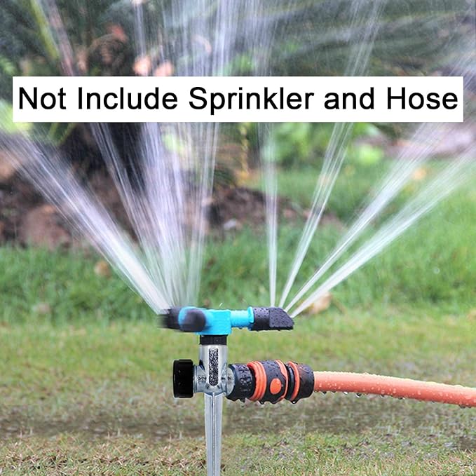 Twinkle Star 1/2 Inch Zinc Flow Thru Lawn Sprinkler Spike Base, Watering Sprinklers for Yard, Lawn and Grass Irrigation (3 Pack)