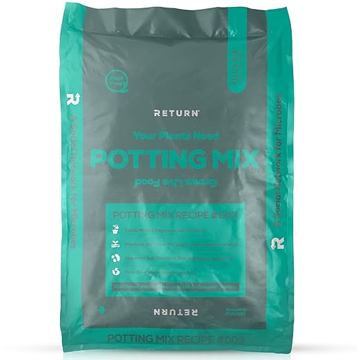 Return Potting Mix #003, Organic Matter Potting Mix for Indoor & Outdoor Potted Plants, Container Gardens, Vegetables—Peat Free, Improves Soil Structure, Retains Plant Moisture, Eco-Friendly, (25 qt)