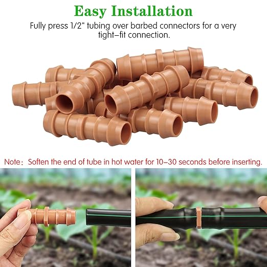 Drip Irrigation Barbed Coupling：20 Pack Drip Irrigation Coupler Parts Fits for 1/2 Inch Drip Irrigation Tubing 17mm 0.600" ID Coupling Connectors for Patio Lawn Garden