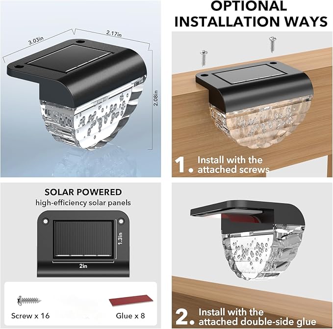 12 Pack Solar Deck Lights Outdoor, Solar Step Lights Waterproof for Outside, Yard, Patio, Garden, Pool, Railing, Stairs, Fence (Color Changing)