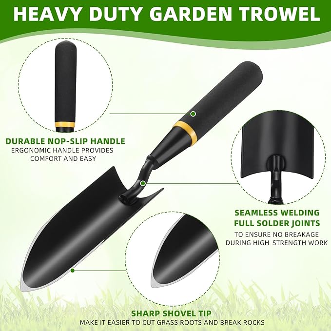 8 Garden Trowel Heavy Duty Garden Hand Shovel Tool Carbon Steel Trowel for Digging Metal Hand Shovel Spade with Resin Handle for Lawn Yard Farm Home Shop Planting