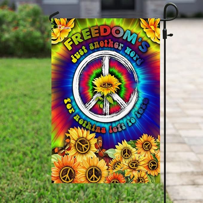 FLAGWIX Sunflower Hippie Peace Flags - Summer Flag Decorations For Home, Outside, House Flag (30 x 40) - USA House Garden Flags, Hippie Peace House Flag, Premium Polyester - Decorative Outdoor Flags