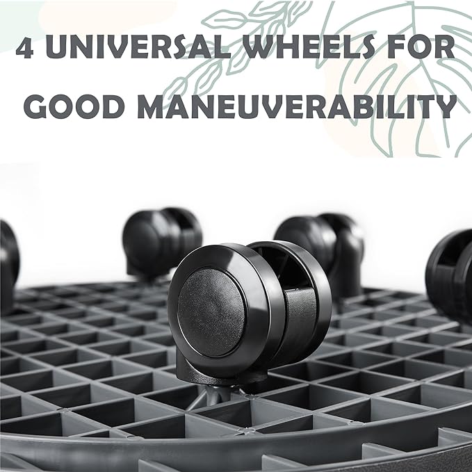 14.2 Inch Planter Caddies Rolling Saucer Caddy with Wheels, Heavy Duty Wheeled Stand for Potted Plant, Round Coaster Roller Base Tray with Casters, Flower Pot Dolly Holder for Indoor Outdoor