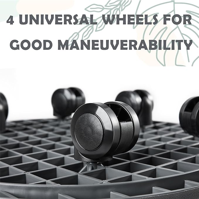 12.6 Inch Planter Caddies Rolling Saucer Caddy with Wheels, Heavy Duty Wheeled Stand for Potted Plant, Round Coaster Roller Base Tray with Casters, Flower Pot Dolly Holder for Indoor Outdoor