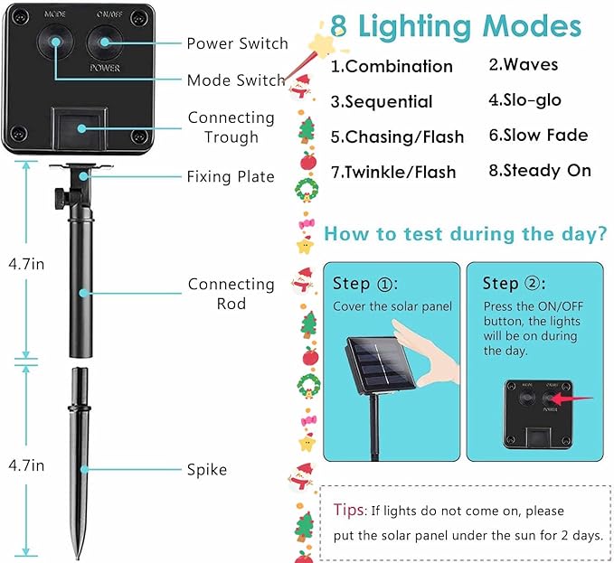 Enchanting 3D Mushroom Solar String Lights - 14ft 40 LED Mushrooms Lights for Outdoor Décor-Solar Fairy Lights for Outside Garden Christmas Spring Summer Décor Balcony Patio Railing Fence