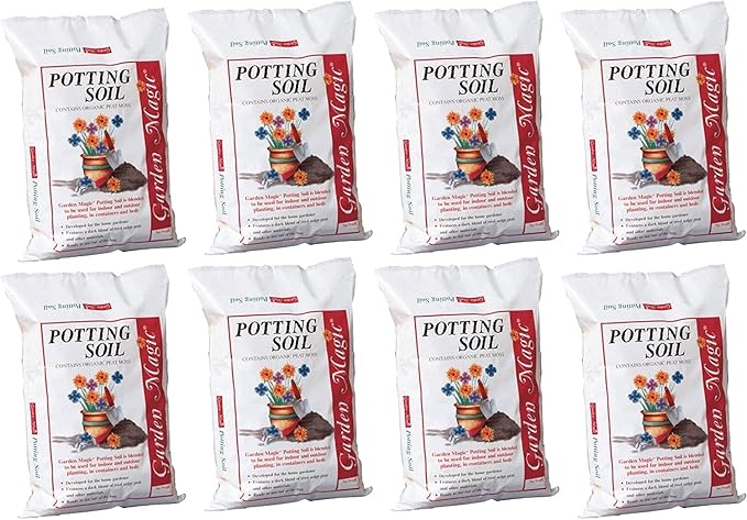 5720 Garden Magic General Purpose Potting Soil Mix for Indoor Outdoor Planter Container Gardening, 20 Pound Bag (8 Pack)