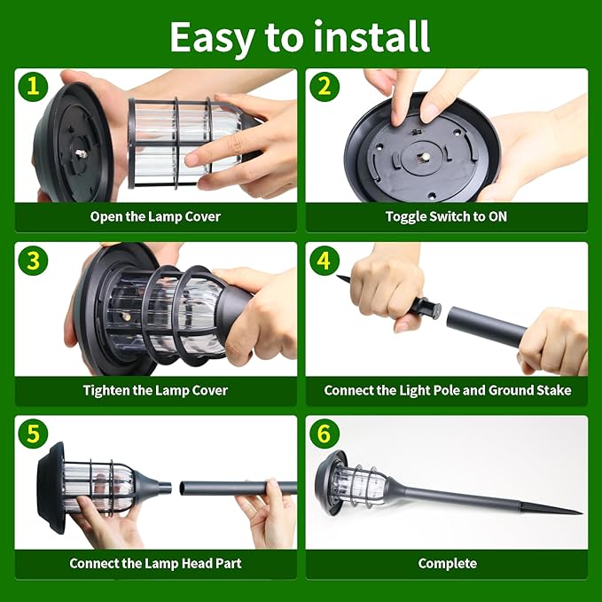 Solar Lights Outdoor Waterproof for Yard, 6 Pack Solar Pathway Lights Outdoor Lawn Lights Solar Powered Outdoor Lights LED Landscape Lighting Solar Garden Lights for Patio, Outside, Driveway, Walkway