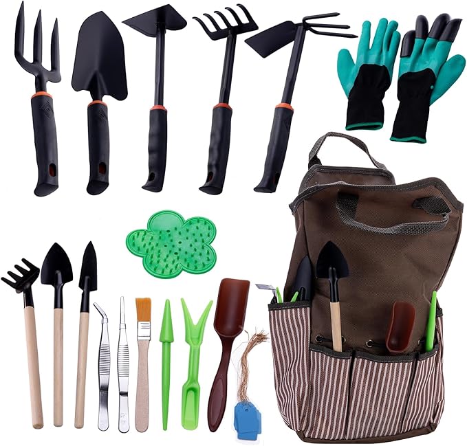 Garden Tool Set,33 Piece Heavy Duty Gardening Tools with Organizer Handbag and Gloves,Extra Hand Tools Kit is Ideal Gardening Gifts for Women and Men