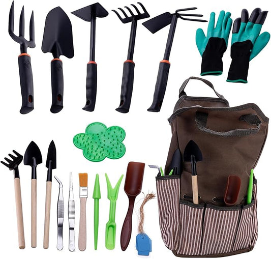 Garden Tool Set,33 Piece Heavy Duty Gardening Tools with Organizer Handbag and Gloves,Extra Hand Tools Kit is Ideal Gardening Gifts for Women and Men
