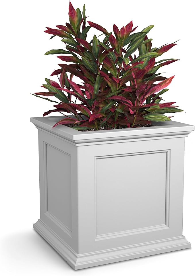 Mayne 5825W Fairfield Patio Planter, White, 20-Inch