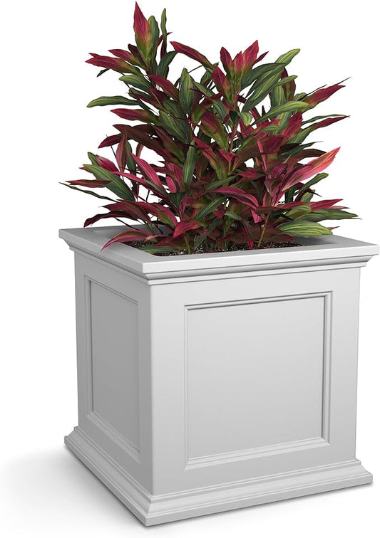 Mayne 5825W Fairfield Patio Planter, White, 20-Inch
