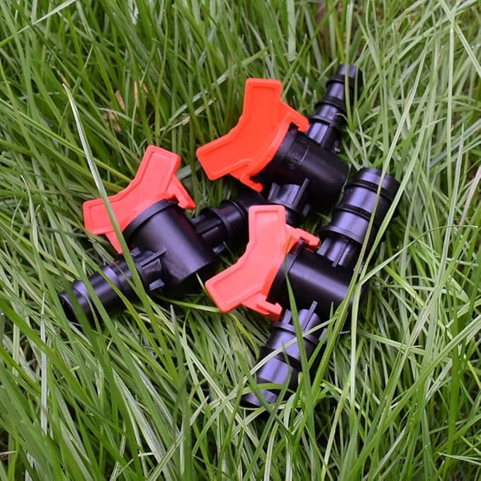 JoyTube 3/8" Drip Irrigation Switch Valve, Barbed Ball Valve for Garden Drip Irrigation Aquarium (3 Pcs)