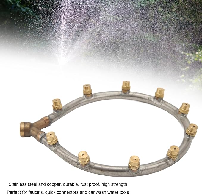 Multifunctional Annular Nozzle, G3/8 Female Thread Multi Head Ring Shaped Atomizing Nozzle, Rotating Nozzle for Garden Agricultural Irrigation(10 Heads Heart Shape)