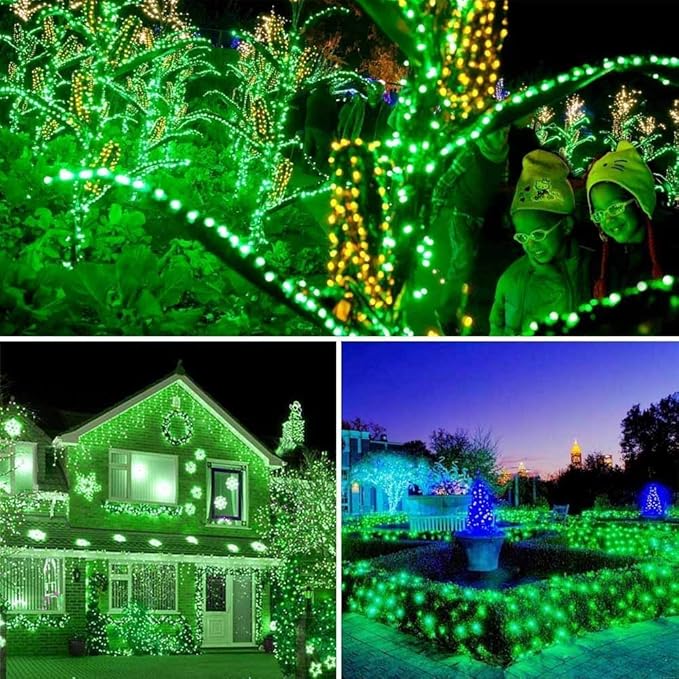 Toodour Solar Christmas Lights, 72ft 200 LED 8 Modes Green Christmas String Lights, Waterproof Solar Lights String for Garden, Patio, Fence, Holiday, Party, Balcony, Outdoor Christmas Decorations