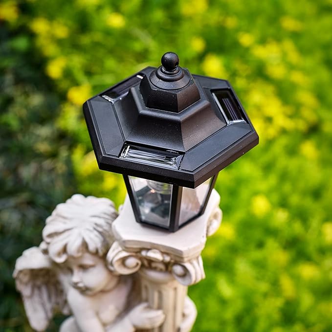 Angel Statue with Solar Lights (Left) 19.7 Inch, Solar Cherub Angel Garden Statue with Roma Pillar for Garden Decor, Porch, Patio, Yard Art Decorations, Polyresin