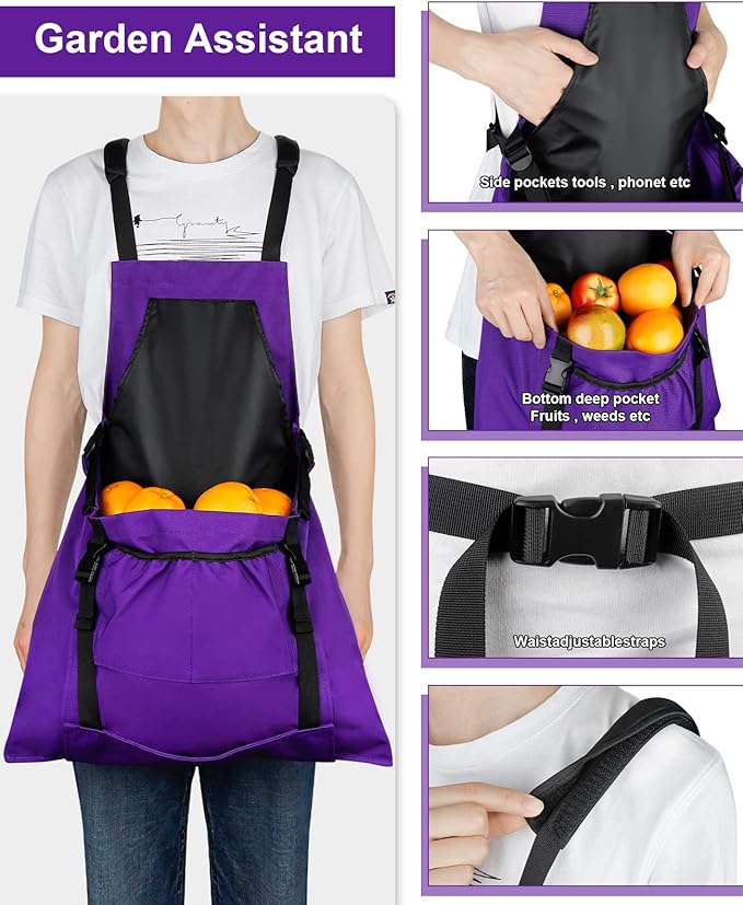 Gardening Apron, with Quick Release Pockets for Harvesting Gardening with Pockets, Water Resistant Apron