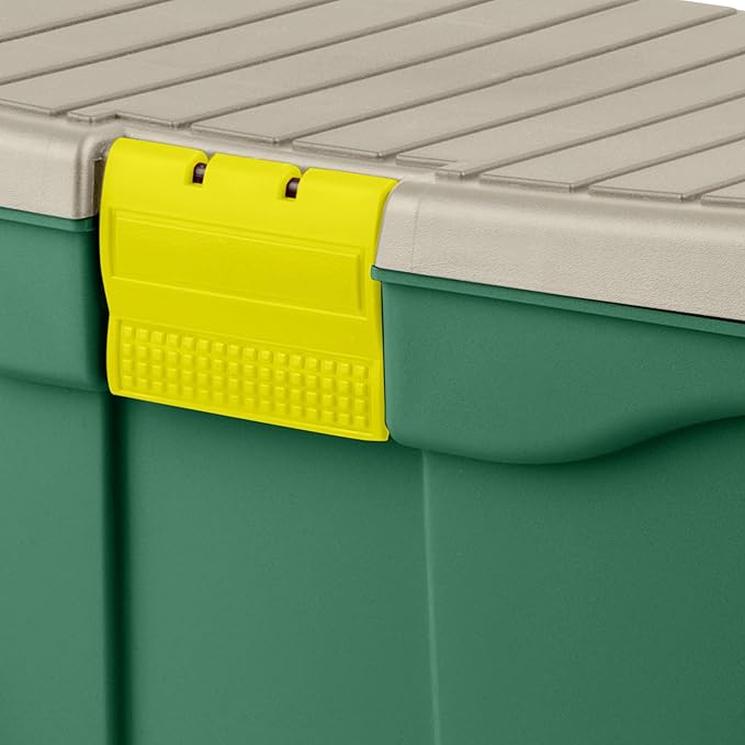 Rolling Garden Cart with Seat - Plastic Storage with Bench and Interior Tool Tray - Gardening Stool for Weeding and Planting By Pure Garden (Green)