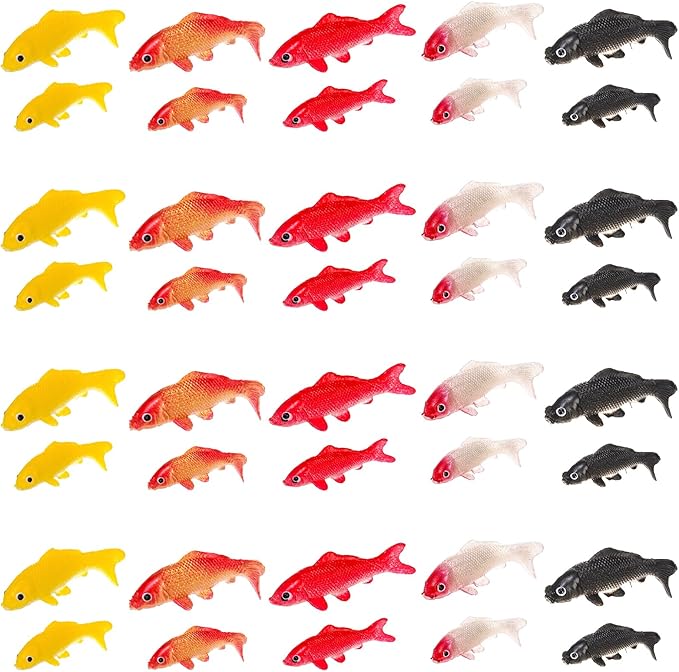 ZENFUN 50 Packs Mini Koi Fish, Cute Miniature Fish Fake Mini Fish Set, Plastic Small Koi Fish, Tiny Fish Model Bulk for Ornament Supplies, Cake Decoration, Fish Tank DIY, Fairy Garden Supplies
