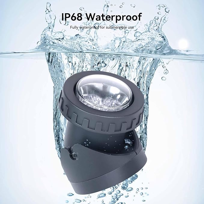 Pond Lights with Timer, Underwater RGB Colored Fountain Lights IP68 Waterproof Spotlights Adjustable Submersible LED Yard Spot Lights for Outdoor (Set of 6)