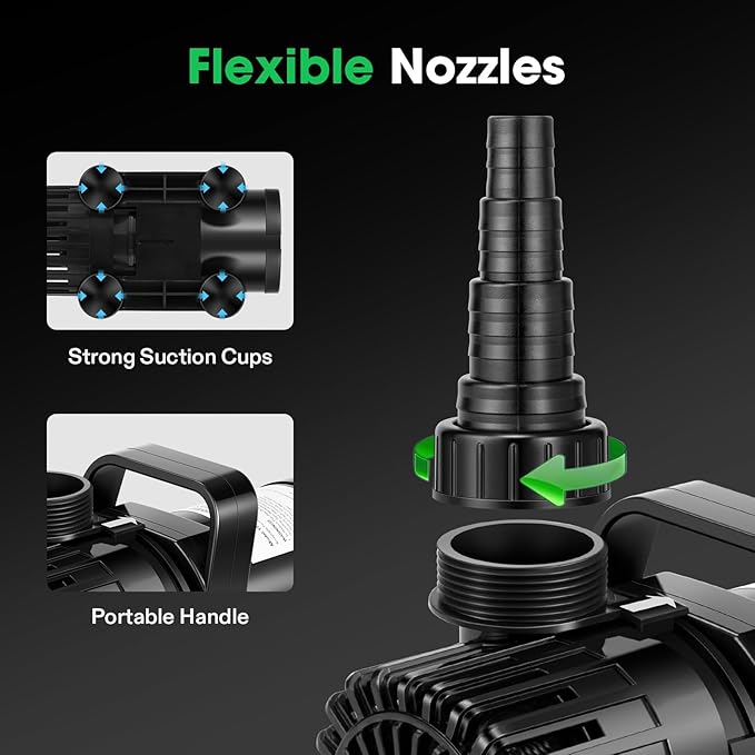 VIVOSUN 2700 GPH Submersible Water Pump with Barrier Bag, 120W Pond Pump with 15FT. Lift Height, Ultra Quiet Aquarium Pump for Pond, Waterfall, Fish Tank, Statuary, Hydroponic