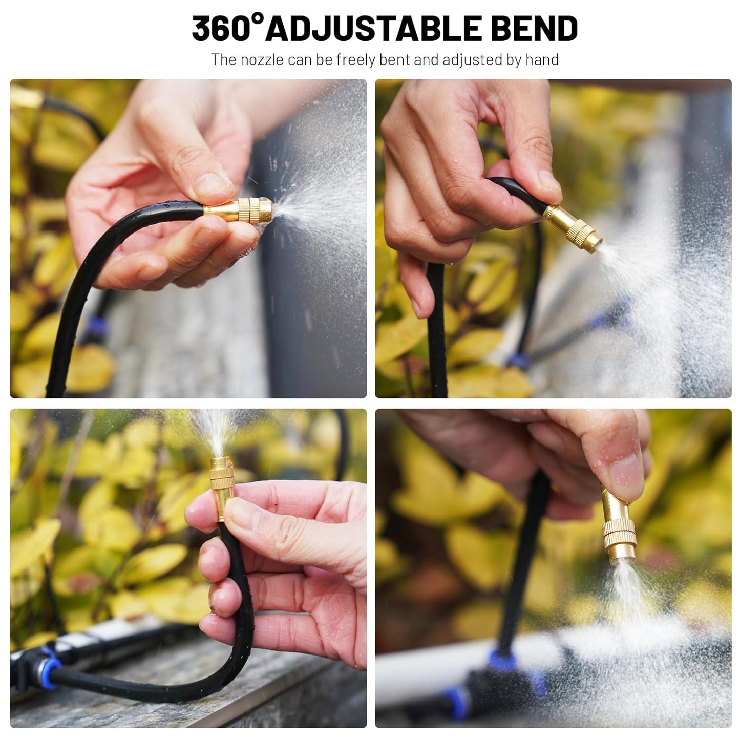 360° Adjustable Drip Irrigation System - 66FT Garden Watering System with 22 Nozzles, Garden Irrigation System, Greenhouse Accessories, Atomizing System for Yard, Lawn, Plants, 5/16 inch Hose