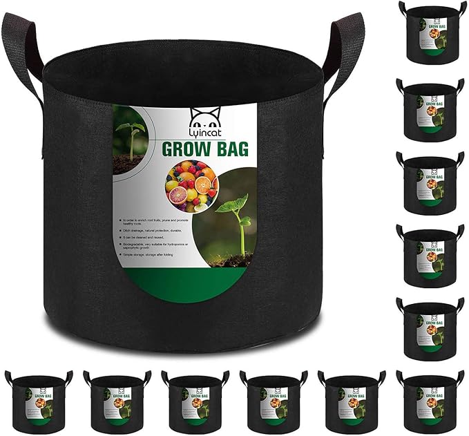 12-Pack 20 Gallon Grow Bags Heavy Duty Thickened Nonwoven Fabric Pots with Durable Handles