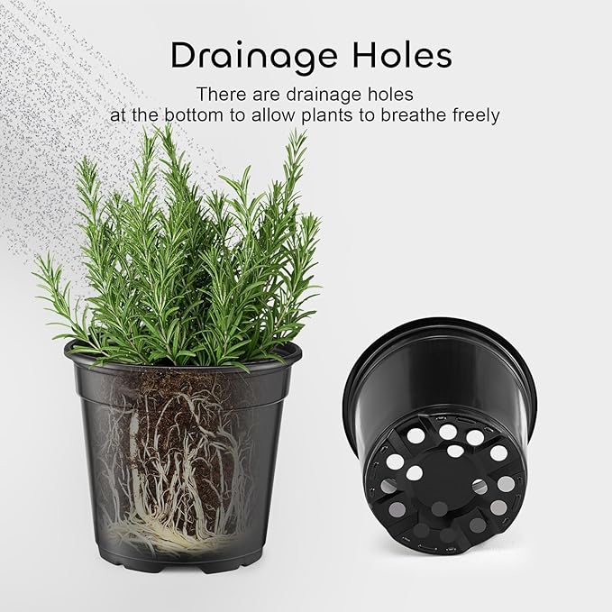 GROWNEER Nursery Pots with Drainage Holes Pack of 48 Pcs 3.5/4.5/5.5/6.5 Inch and Plant Label Flexible Seedling Pots Seed Starting Planter for Indoor Outdoor Flowers, Succulents, Cactus