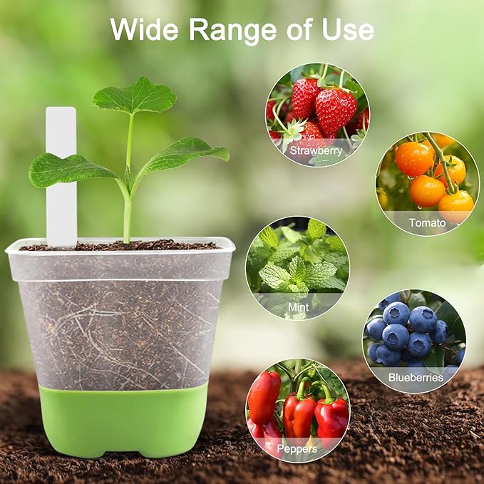 12 Packs 3 Inch Square Plastic Nursery Pots, Clear Plant Pot with Soft Silicone Base for Easy Transplant, Flower Pots with Drainage Holes, Reusable Seedling Pots Starter Pots