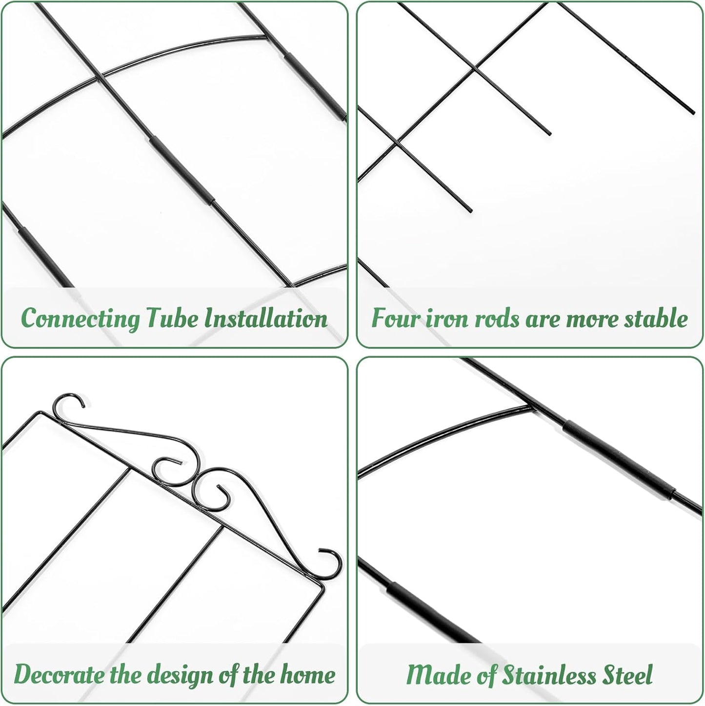 4 Pack 32'' Plant Trellis Indoor - Metal Trellis for Climbing Plants Indoor, Garden Trellis for Climbing Plants Outdoor Houseplants Flowers Vine Ivy, Rectangular Shape, Black