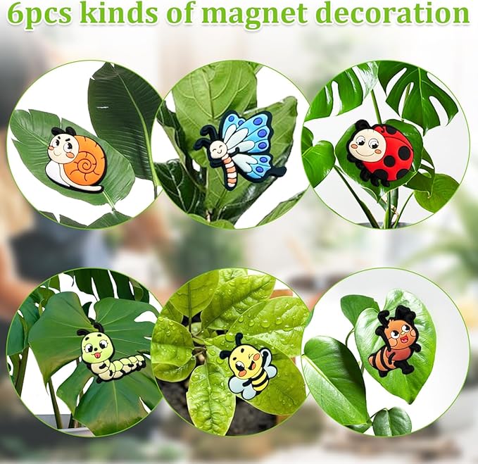 6 Pcs Funny Plant Magnets Decor, Cute Plant Magnet Gift for Potted Plants, Unique Gifts for Plant Lovers, Perfect Plants Accessories - Add Personality to Plants and Make You Smile Live