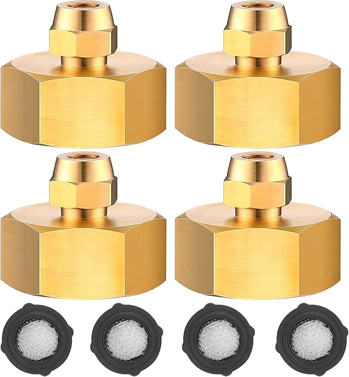 STYDDI 4 Pack 1/4 Inch Drip Irrigation Tubing To Faucet/Garden Hose Adapter, Solid Brass 3/4" FHT To 1/4" Drip Irrigation Tube Adapter, Convert Garden Hose Thread To 1/4" Drip Tubing Connectors