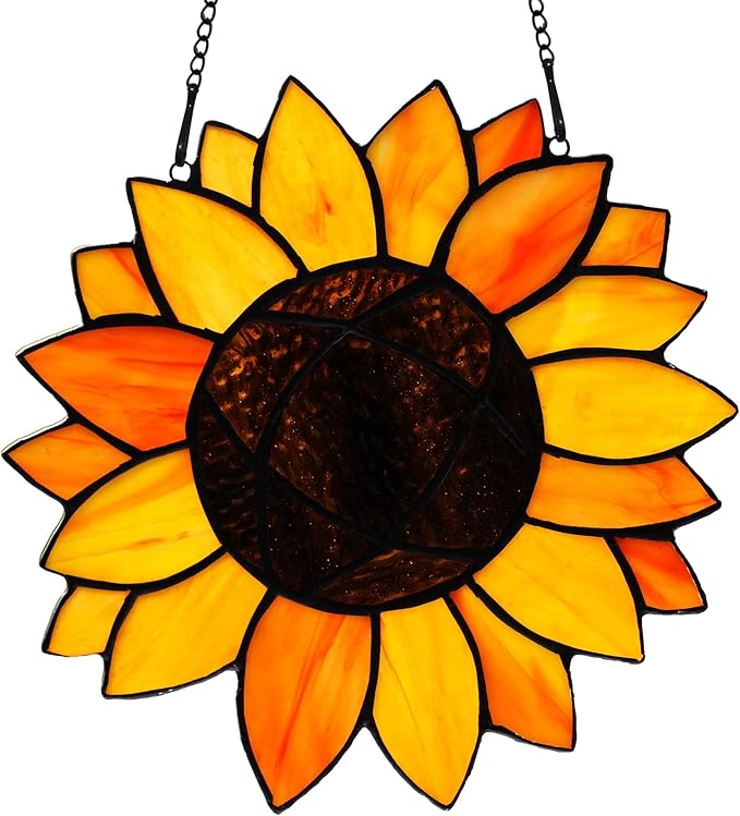 BOXCASA Sunflower Gifts Stained Glass Window Hangings,Sunflower Suncatcher Best Teacher Gifts for Women,Sunflower Decor Suncatcher for Window,Home Decor,Gift for Teacher Mother Grandma