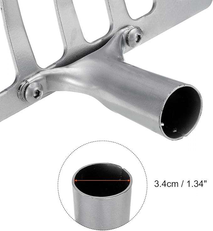 uxcell 7 Teeth Garden Rake Head, Galvanized Manganese Steel Stone Rake for Garden Farm Backyard Without Handle Hard Rake Head Only, Silver Tone