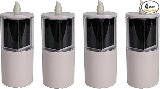 Solar Candles Outdoor Waterproof, Solar Candles for Cemetery, 2.5"x6.5",Dusk to DAW,for Cemetery Grave Garden Patio Yard Lawn Decoration (Set of 4)