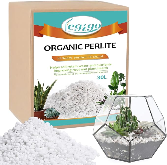 Legigo 30 Quarts Organic Horticultural Perlite for Plants Indoor- Natural Horticultural Soil Additive Conditioner Mix for Improves Drainage, Ventilation and Root Growth