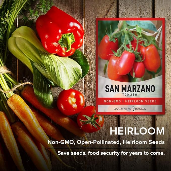 Gardeners Basics, San Marzano Tomato Seeds for Planting Heirloom Non-GMO Seeds for Home Garden Vegetables Makes a Great Gift for Gardening