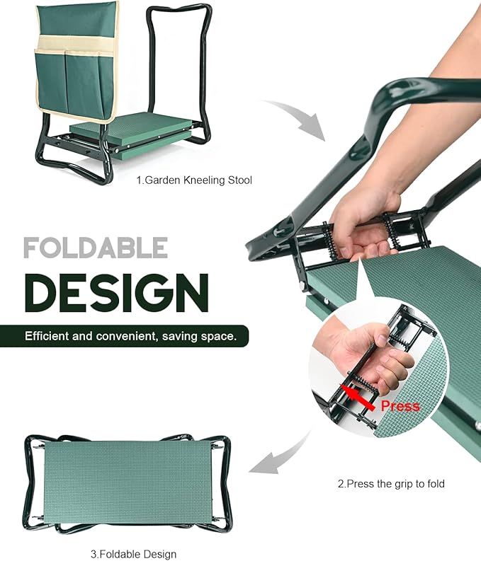 KVR Garden Bench for Kneeling and Sitting Foldable Garden Kneeler and Seat Heavy Duty,Gardner Gifts Ideas for Women Mom Grandma