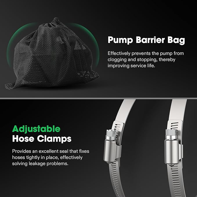 VIVOSUN 2700 GPH Submersible Water Pump with Barrier Bag, 120W Pond Pump with 15FT. Lift Height, Ultra Quiet Aquarium Pump for Pond, Waterfall, Fish Tank, Statuary, Hydroponic