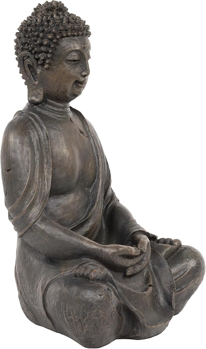 Alpine Corporation 15" Tall Indoor/Outdoor Meditating Buddha Statuary Décor