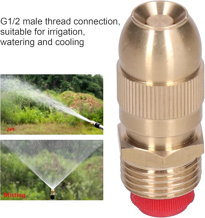 Sprinkler Nozzle, Garden Irrigation Water Spray Head, 2Pcs 1/2 Male Thread Adjustable Watering Sprinkler Garden Lawn Brass Sprayer Nozzle