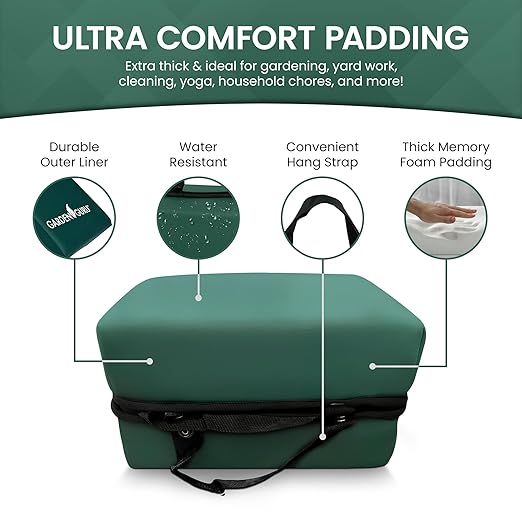 Garden Guru Extra Thick Gardening Kneeling Kneeler Pad – Ultra Soft Foam Cushion Padding for Knee – Water Resistant - Garden Kneeler Mat for Yard Work, Cleaning, Household Chores, Roofing, and More
